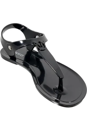 Pinko Sko, Dame, Sort, 36 1/2 EU, Flade Sandaler med Love Birds Logo