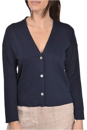 Gran Sasso Strik, Dame, Blå, XS, Uld, Oversized Blå Cardigan med Shoulderdrop Ærmer