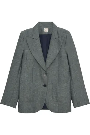 Inès de la Fressange Jakke, Dame, Grå, XS, Linned, Thadee jakke i gråt linnedblanding