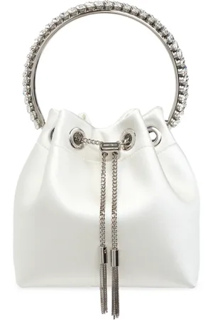 Jimmy Choo Taske, Dame, Hvid, ONE SIZE, Satin, Bon Bon Bucket Bag