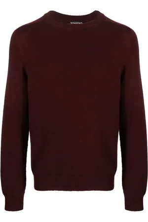 Tom Ford Strik, Herre, Rød, XL, Cashmere, Luksuriøs Cashmere Rundhalset Sweater