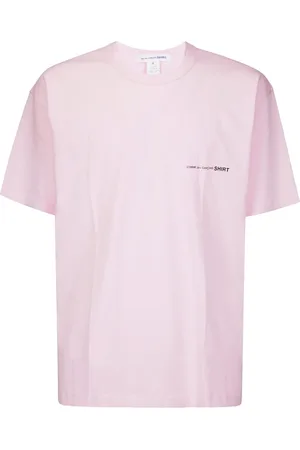 Comme des Garçons Top, Herre, Lyserød, L, Logo Print Crew Neck T-shirt