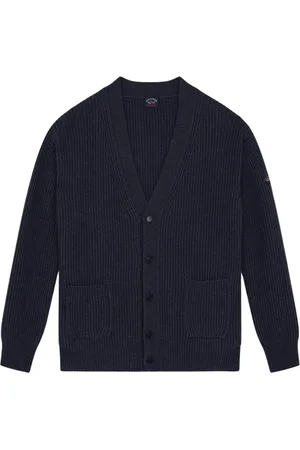 Paul & Shark Strik, Herre, Blå, XL, Uld, Knappet Uld Cardigan med Ribkant