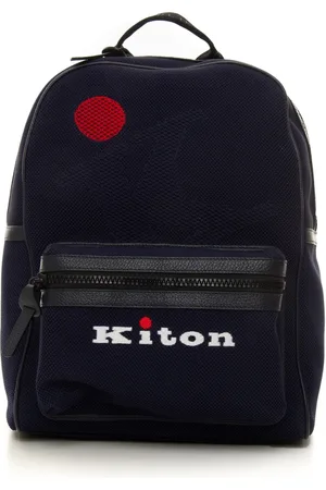 Kiton Taske, Herre, Blå, ONE SIZE, Bomuld, Logo Printet Rygsæk med Lynlås