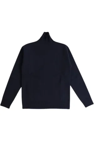 Jil Sander Strik, Herre, Blå, M, Uld, Navy Blå Uld Sweater