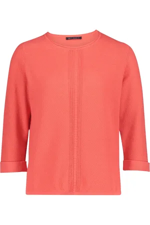 Betty Barclay Strik, Dame, Rød, XL, Finstrikket sweater med strikdetaljer