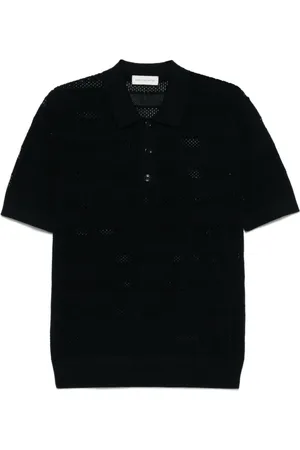 DRIES VAN NOTEN Top, Herre, Blå, L, Blå Polo Skjorte med Frontknapper