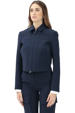 Patrizia Pepe Jakke, Dame, Blå, S, Blå Cropped Jakke Essential Forår/Sommer