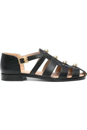 VALENTINO GARAVANI Sko, Herre, Sort, 41 EU, Uld, Sort bur-sandaler med nitter