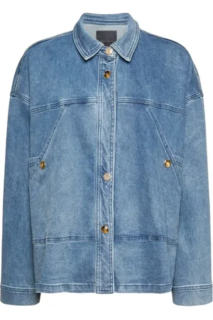 Elena Miro Jakke, Dame, Blå, XS, Denim, Oversize Denim Jakke med To Lommer