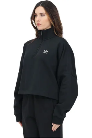 adidas Sweathshirts & Hoodies, Dame, Sort, M, Sort halv lynlås sweater Essentials