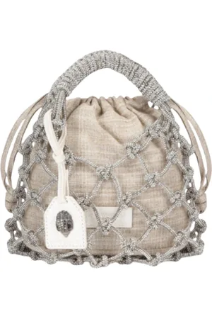 Kurt Geiger Taske, Dame, Grå, ONE SIZE, Læder, Krystal Macrame Taske i Sølv