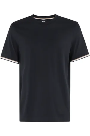 HUGO BOSS Top, Herre, Blå, M, Bomuld, Bomuldsjersey T-shirt