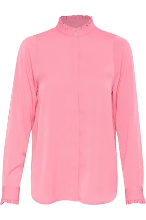 INWEAR Bluser & Skjorter, Dame, Lyserød, L, Polyester, Elegant Fransk Rose Skjorte Bluse