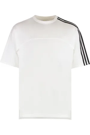 Y-3 Top, Herre, Hvid, L, Bomuld, Ribbet crew-neck bomuld T-shirt