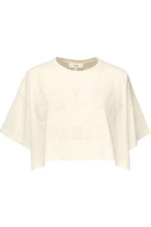 Chloé Top, Dame, Hvid, S, Bomuld, Hvid Oversized Tekstureret Top