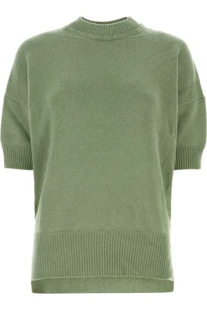Jil Sander Strik, Dame, Grøn, S, Uld, Pastelgrøn uldpullover
