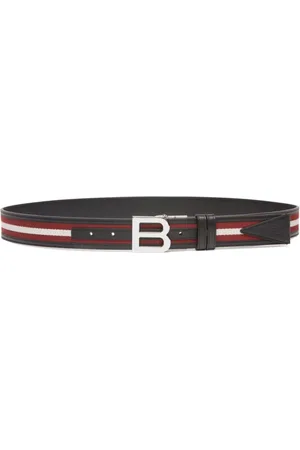 Bally Tilbehør, Herre, Sort, 100 CM, Uld, Sort bælte med logo-spænde og stribe detaljer