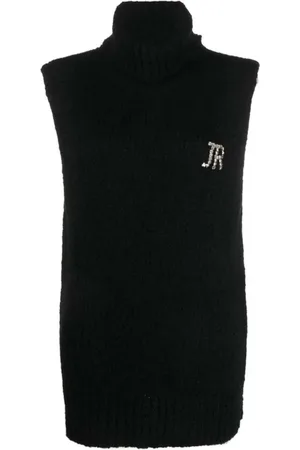 John Richmond Strik, Dame, Sort, XS, Uld, Turtle Neck Sweater