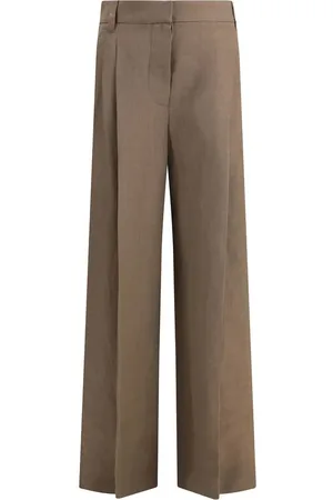 Brunello Cucinelli Bukser, Dame, Brun, XS, Bredbenede Palazzo Bukser med Lommer