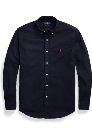 Ralph Lauren Skjorte, Herre, Blå, M, Bomuld, Blå Langærmet Skjorte Custom Fit