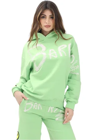 BARROW Sweathshirts & Hoodies, Dame, Grøn, 2XS, Uld, Grøn hættetrøje med broderet logo