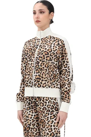 PUMA Sweathshirts & Hoodies, Dame, Flerfarvet, S, Uld, Leopard Print Lynlås Jakke