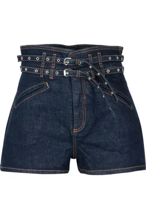 Serafini Shorts, Dame, Blå, 2XS, Denim, Højtaljede denimshorts med spænderemme
