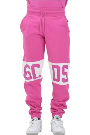 GCDS Bukser, Herre, Lyserød, XS, Bomuld, Sporty Fuchsia Bukser med Logo Bånd
