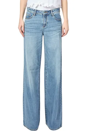 Armani Exchange Jeans, Dame, Blå, W25, Bomuld, Blå Wide Leg Jeans