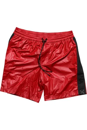 Dolce & Gabbana Badetøj, Herre, Rød, S, Polyester, Rød og Sort Strandtøj Shorts med Lommer