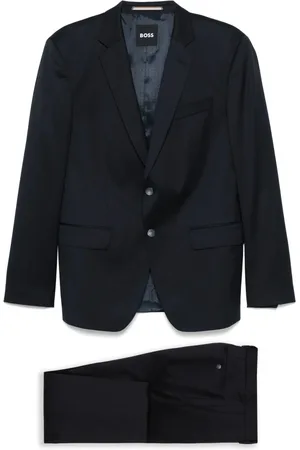 HUGO BOSS Jakkesæt, Herre, Blå, M, Uld, Slim Fit Ulddragt med Performance