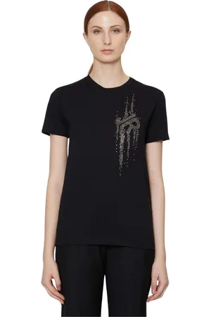 John Richmond Top, Dame, Sort, L, Bomuld, Regular T-shirt med logo foran