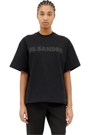 Jil Sander Top, Dame, Sort, M, Bomuld, Logo Print T-Shirt