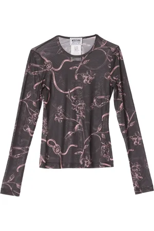 Moschino Top, Dame, Flerfarvet, M, Polyester, Gennemsigtig langærmet blomsterprint top