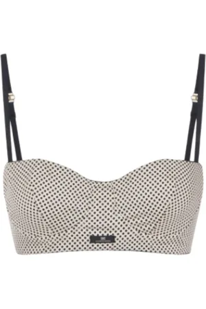 Elisabetta Franchi Top, Dame, Grå, S, Bomuld, Hvid prikket top uden stropper