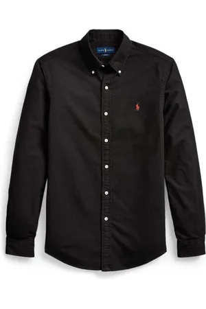 Ralph Lauren Skjorte, Herre, Sort, 2XL, Bomuld, Slim Fit Oxford Skjorte med Ralph Logo