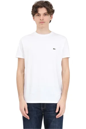 Lacoste Top, Herre, Hvid, 2XL, Hvid T-shirt med logo patch