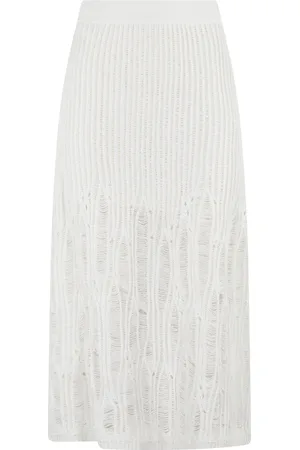 IRO Nederdel, Dame, Hvid, XS, Bomuld, Hvid Strik Nederdel Lucia