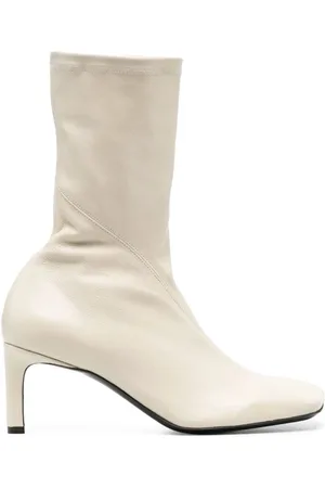 Jil Sander Sko, Dame, Hvid, 36 EU, Nappa Stretch Cream Støvler med Hæl