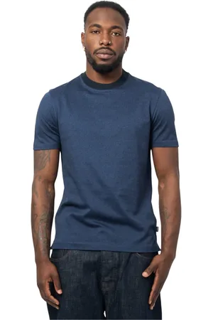 HUGO BOSS Top, Herre, Blå, XL, Bomuld, Blå Sweater med Merceriseret Bomuldsmikromønster