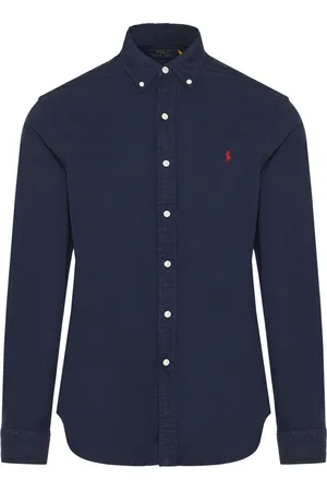 Ralph Lauren Skjorte, Herre, Blå, L, Bomuld, Broderet Oxford Skjorte