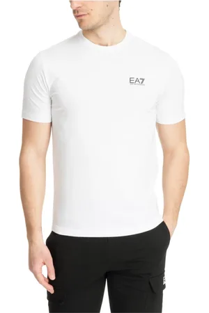 EA7 Top, Herre, Hvid, 2XL, Bomuld, Kerne Logo T-shirt Enkel Mønster