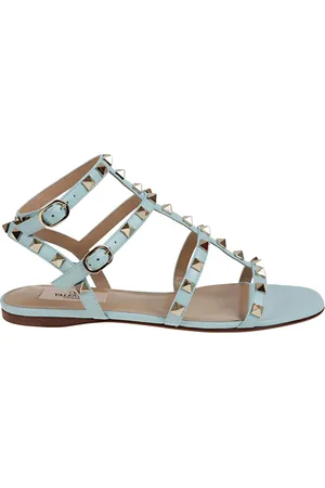 VALENTINO GARAVANI Sko, Dame, Blå, 41 EU, Uld, Studded Calfskin Ankelrem Sandal