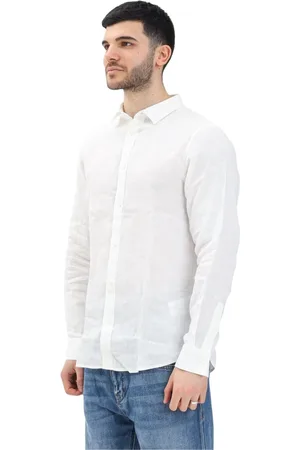 Armani Exchange Skjorte, Herre, Hvid, XL, Uld, Hvid langærmet hørskjorte