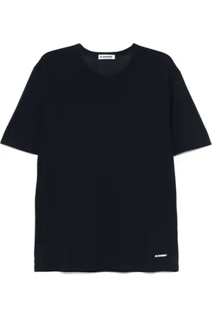 Jil Sander Top, Herre, Blå, M, Bomuld, Logo Print Bomulds T-shirt Blå