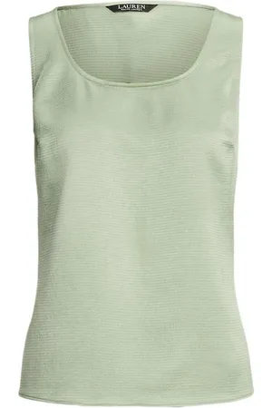 Ralph Lauren Top, Dame, Grøn, L, Satin, Satin Ærmeløs Bluse Grøn