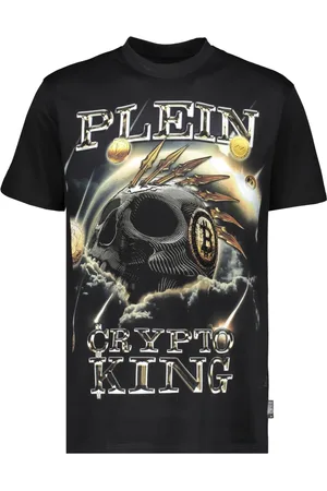 Philipp Plein Top, Herre, Sort, XL, Bomuld, Maxi Print Bomulds T-shirt