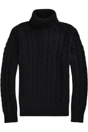 Ralph Lauren Strik, Herre, Sort, XL, Uld, Twisted Knit Turtleneck