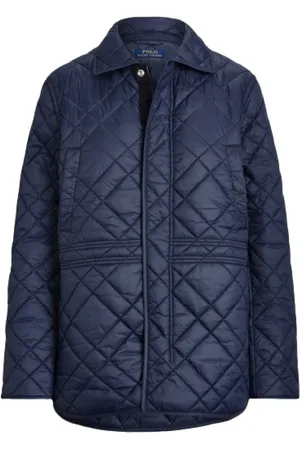 Ralph Lauren Jakke, Dame, Blå, XS, Uld, Quiltet Mid-Length Aviator Jakke